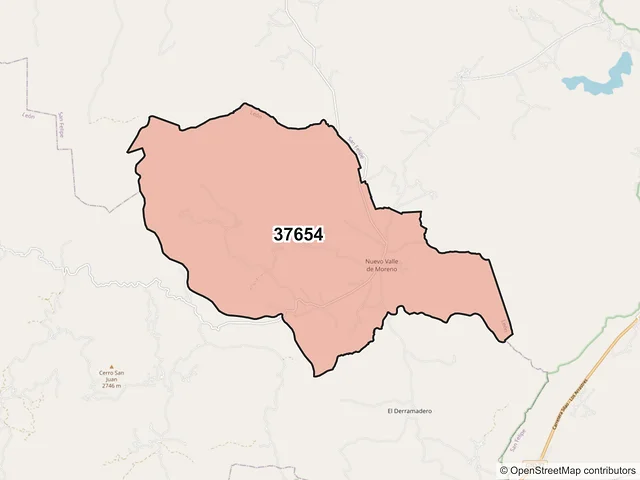 Mapa del código postal 37654, León, Guanajuato