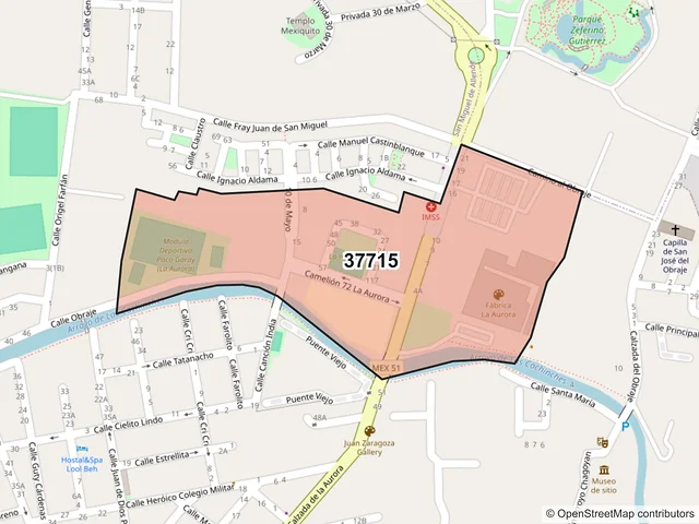 Mapa del código postal 37715, San Miguel de Allende, Guanajuato