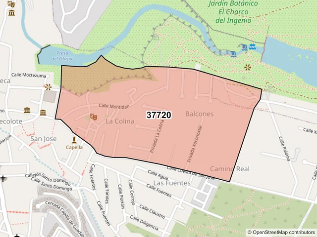 Mapa del código postal 37720, San Miguel de Allende, Guanajuato