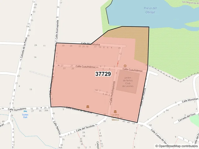 Mapa del código postal 37729, San Miguel de Allende, Guanajuato