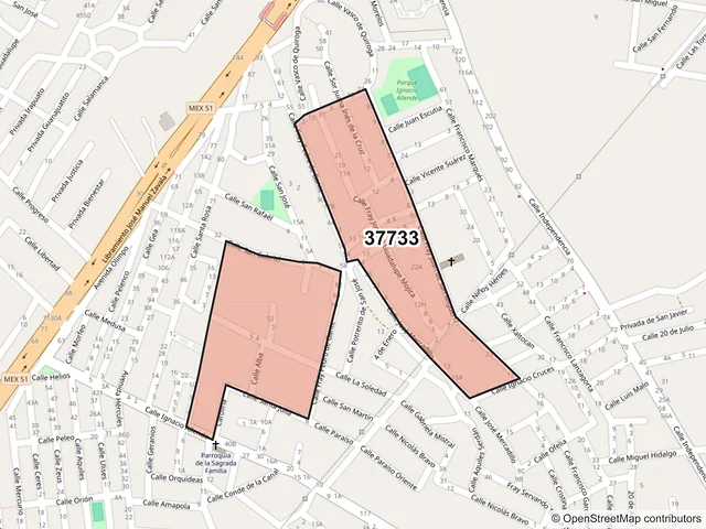 Mapa del código postal 37733, San Miguel de Allende, Guanajuato