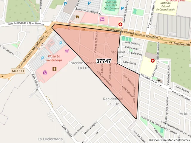 Mapa del código postal 37747, San Miguel de Allende, Guanajuato