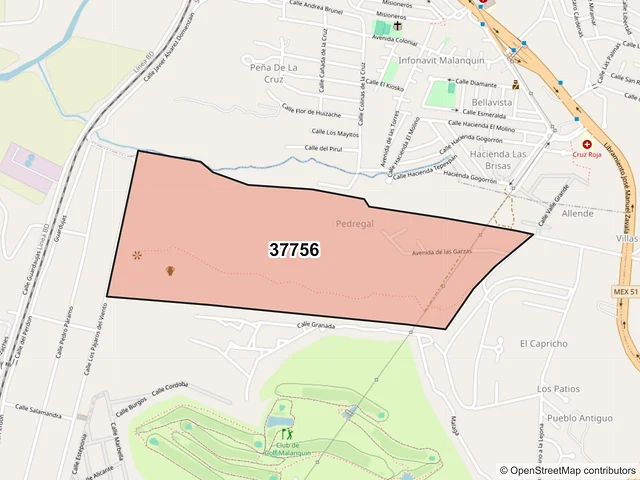 Mapa del código postal 37756, San Miguel de Allende, Guanajuato