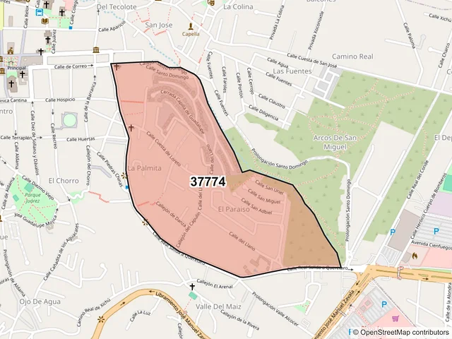 Mapa del código postal 37774, San Miguel de Allende, Guanajuato