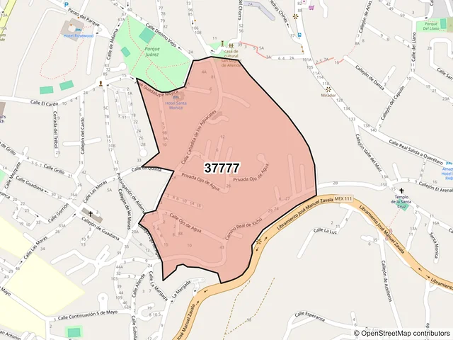 Mapa del código postal 37777, San Miguel de Allende, Guanajuato