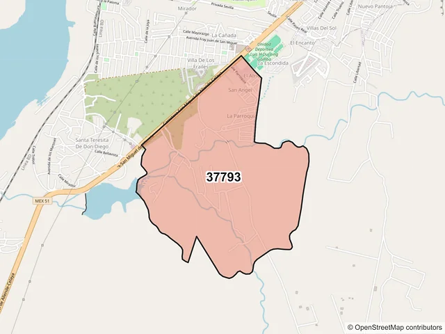 Mapa del código postal 37793, San Miguel de Allende, Guanajuato