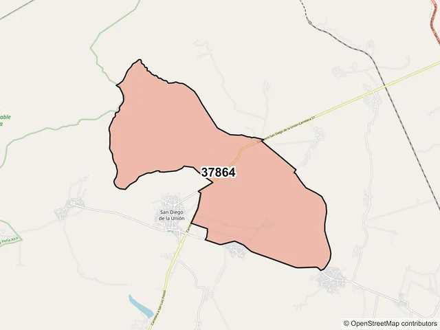 Mapa del código postal 37864, San Diego de la Unión, Guanajuato