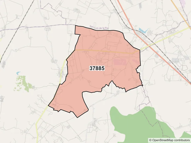 Mapa del código postal 37885, San Miguel de Allende, Guanajuato