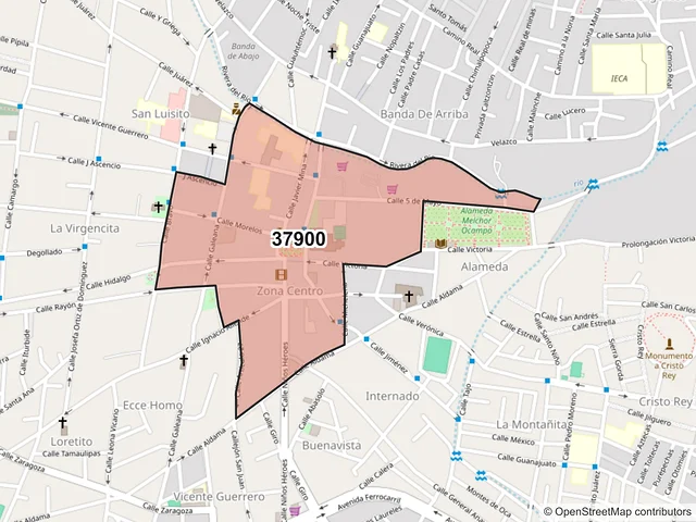 Mapa del código postal 37900, San Luis de la Paz, Guanajuato