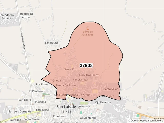 Mapa del código postal 37903, San Luis de la Paz, Guanajuato
