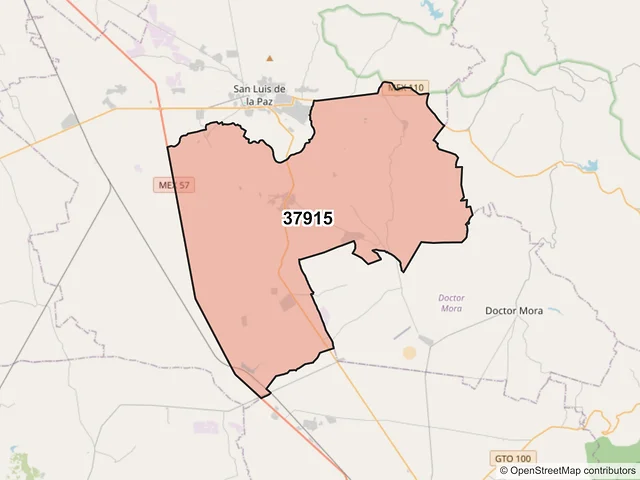 Mapa del código postal 37915, San Luis de la Paz, Guanajuato