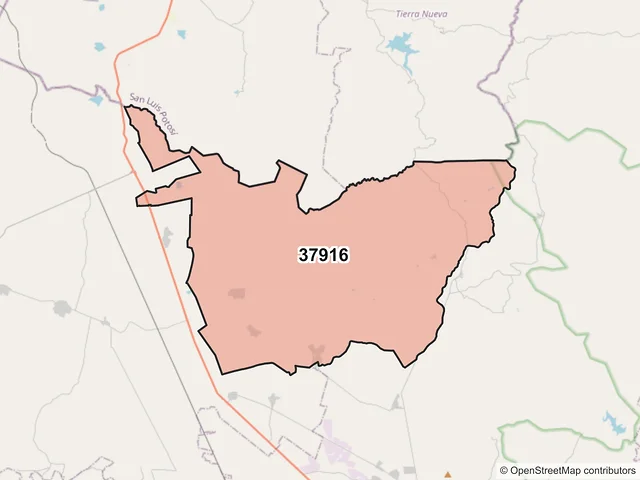 Mapa del código postal 37916, San Luis de la Paz, Guanajuato