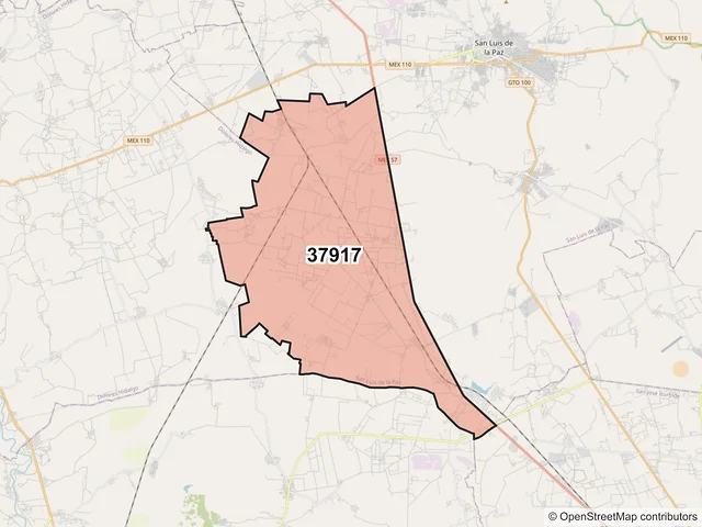 Mapa del código postal 37917, San Luis de la Paz, Guanajuato