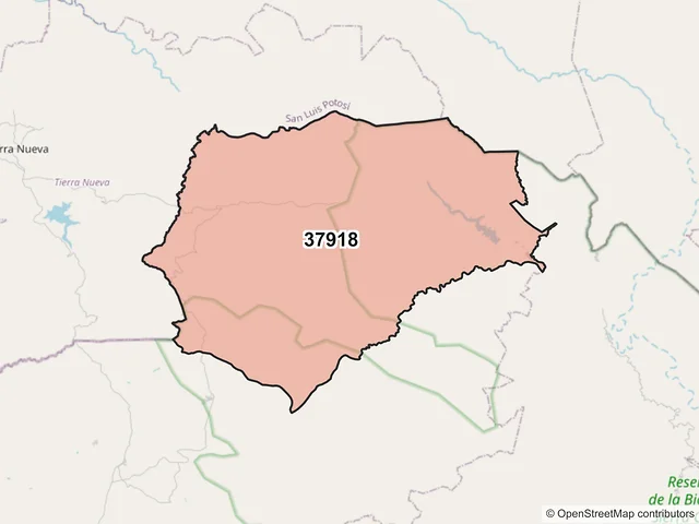 Mapa del código postal 37918, San Luis de la Paz, Guanajuato