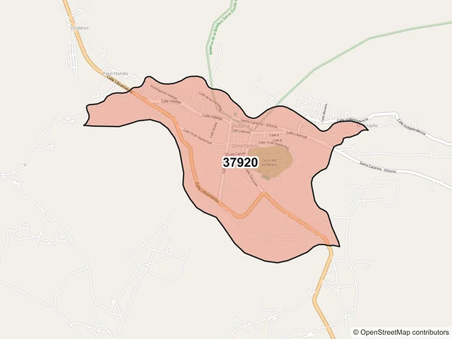 Mapa del código postal 37920, Victoria, Guanajuato