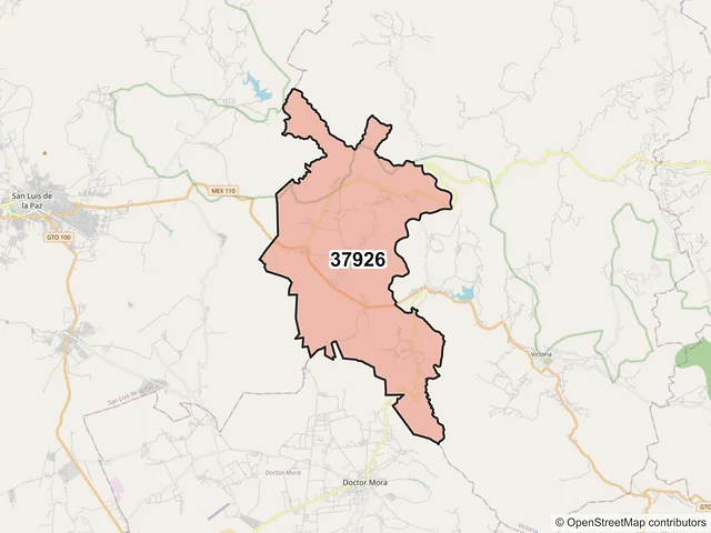 Mapa del código postal 37926, Victoria, Guanajuato