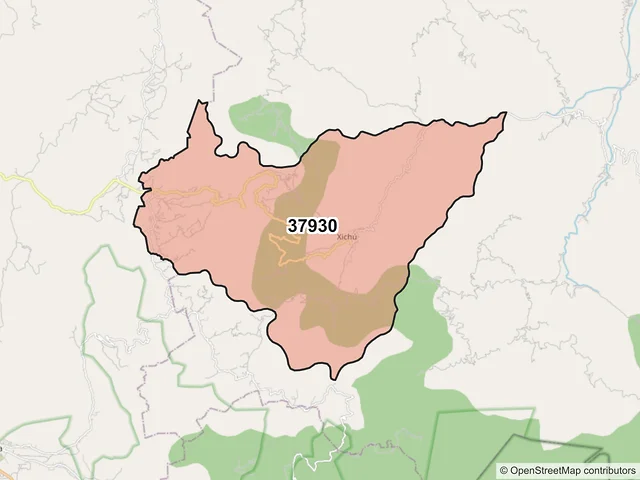 Mapa del código postal 37930, Xichú, Guanajuato