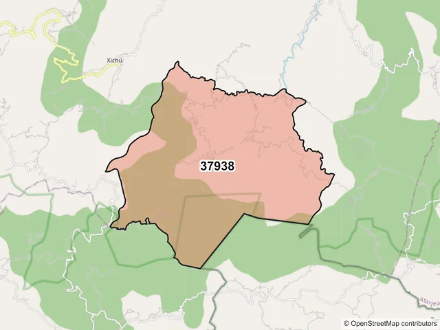 Mapa del código postal 37938, Xichú, Guanajuato