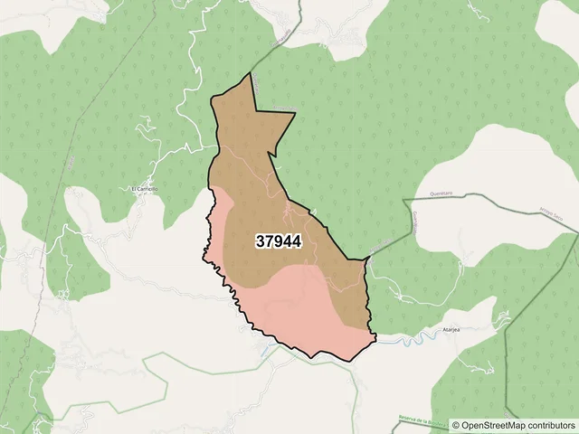 Mapa del código postal 37944, Atarjea, Guanajuato