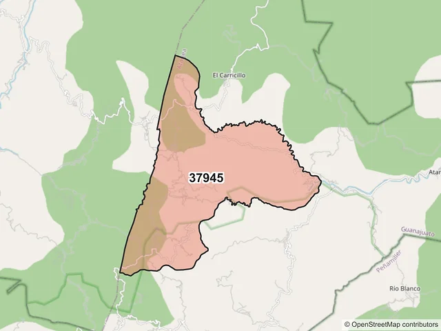 Mapa del código postal 37945, Atarjea, Guanajuato