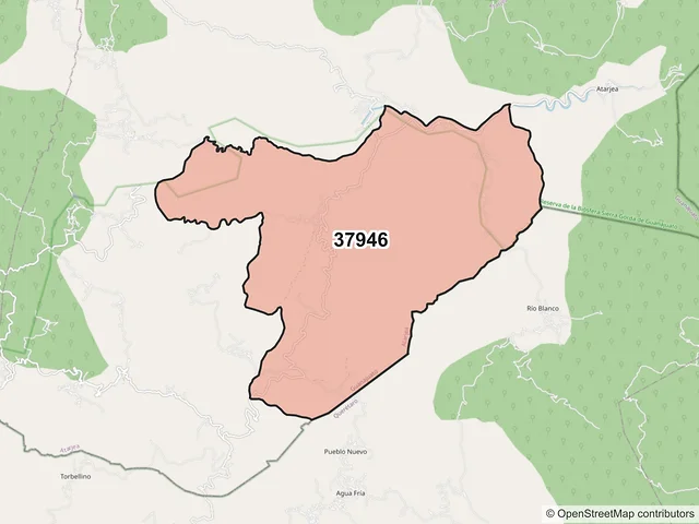 Mapa del código postal 37946, Atarjea, Guanajuato