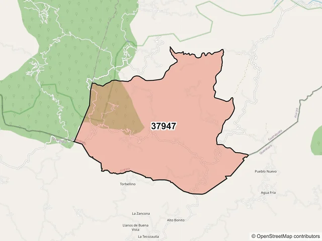 Mapa del código postal 37947, Atarjea, Guanajuato