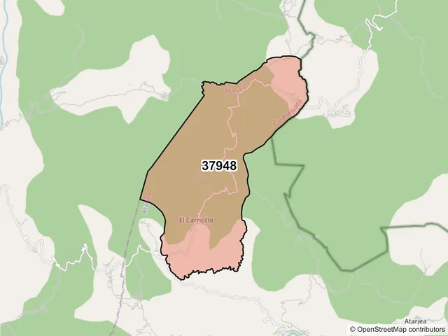 Mapa del código postal 37948, Atarjea, Guanajuato
