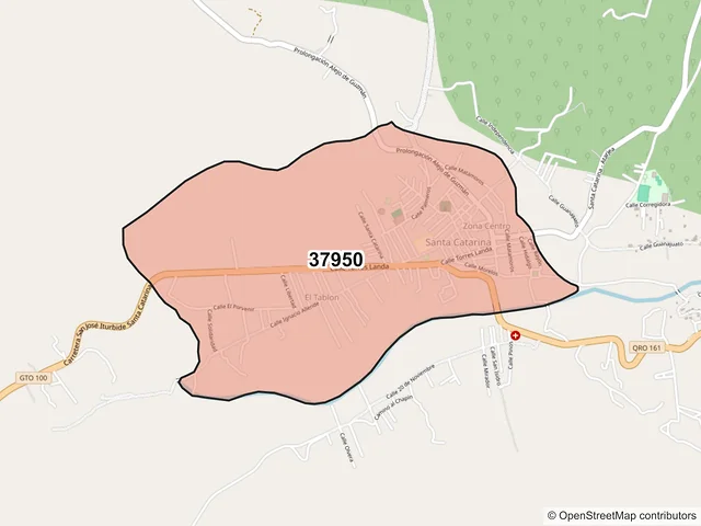 Mapa del código postal 37950, Santa Catarina, Guanajuato