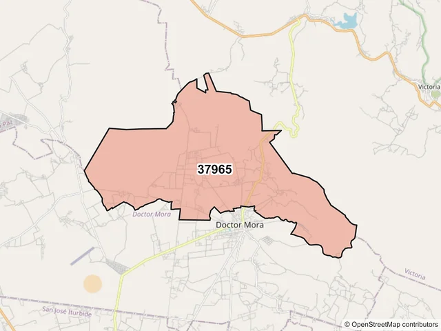 Mapa del código postal 37965, Doctor Mora, Guanajuato
