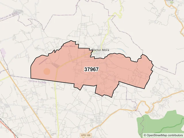 Mapa del código postal 37967, Doctor Mora, Guanajuato
