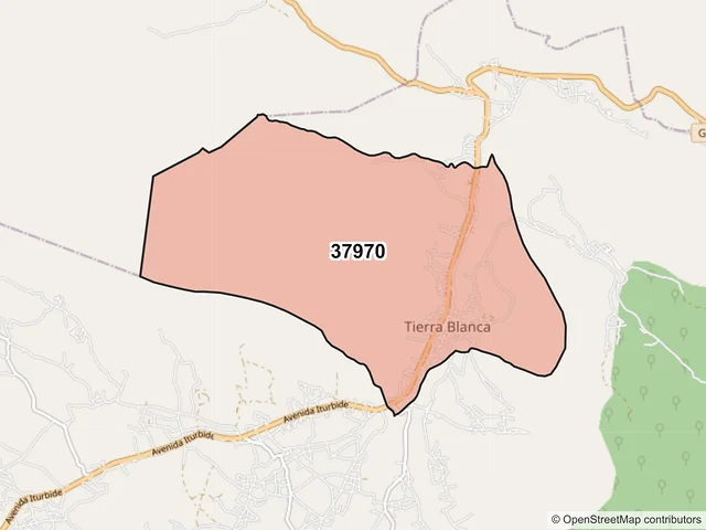 Mapa del código postal 37970, Tierra Blanca, Guanajuato