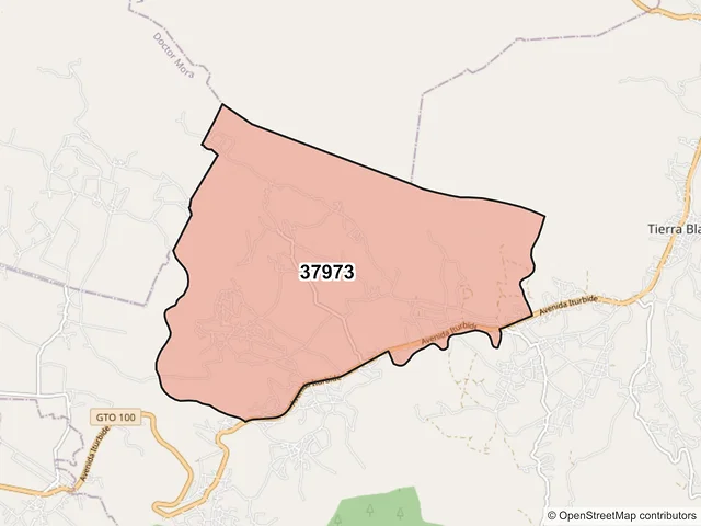 Mapa del código postal 37973, Tierra Blanca, Guanajuato