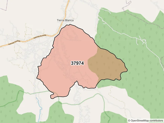 Mapa del código postal 37974, Tierra Blanca, Guanajuato