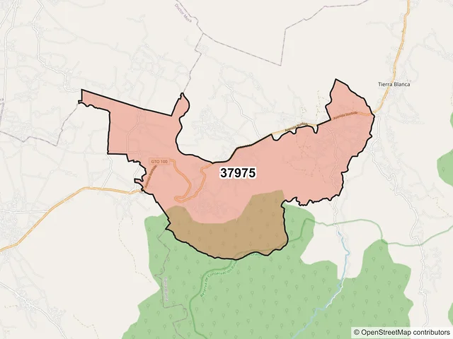 Mapa del código postal 37975, Tierra Blanca, Guanajuato