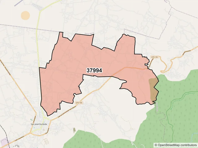 Mapa del código postal 37994, San José Iturbide, Guanajuato