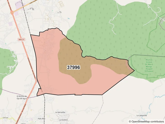 Mapa del código postal 37996, San José Iturbide, Guanajuato
