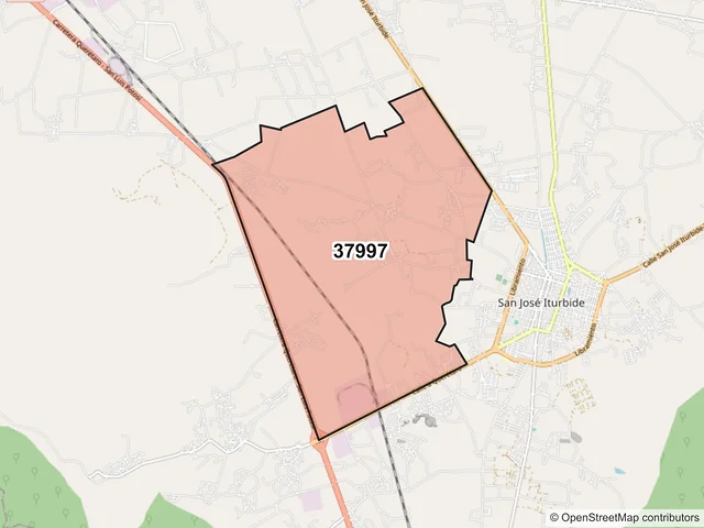 Mapa del código postal 37997, San José Iturbide, Guanajuato
