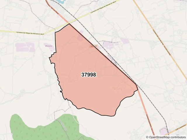 Mapa del código postal 37998, San José Iturbide, Guanajuato