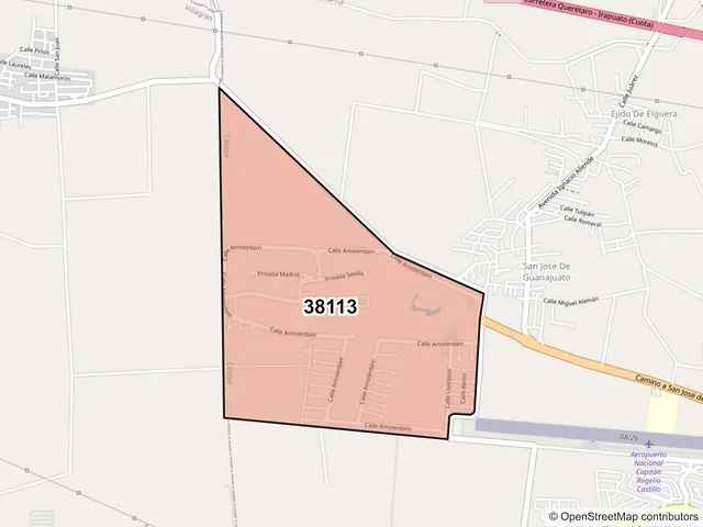 Mapa del código postal 38113, Celaya, Guanajuato