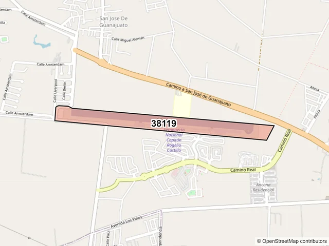 Mapa del código postal 38119, Celaya, Guanajuato