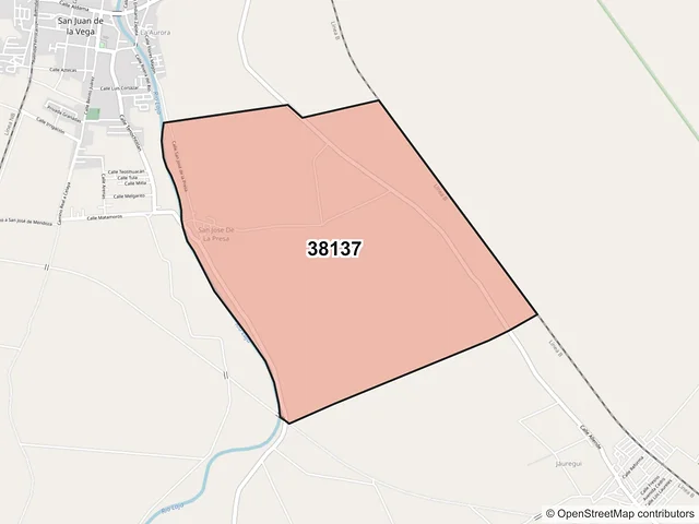 Mapa del código postal 38137, Celaya, Guanajuato