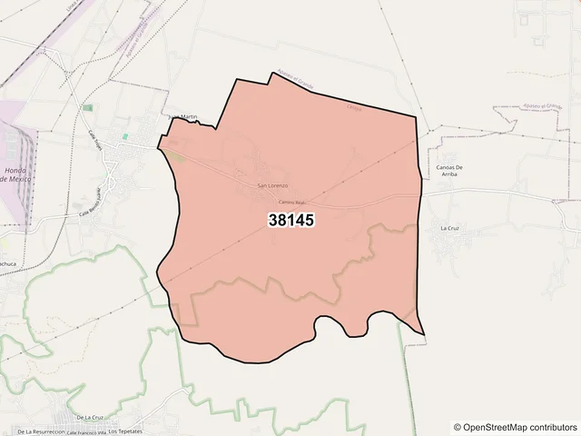 Mapa del código postal 38145, Celaya, Guanajuato