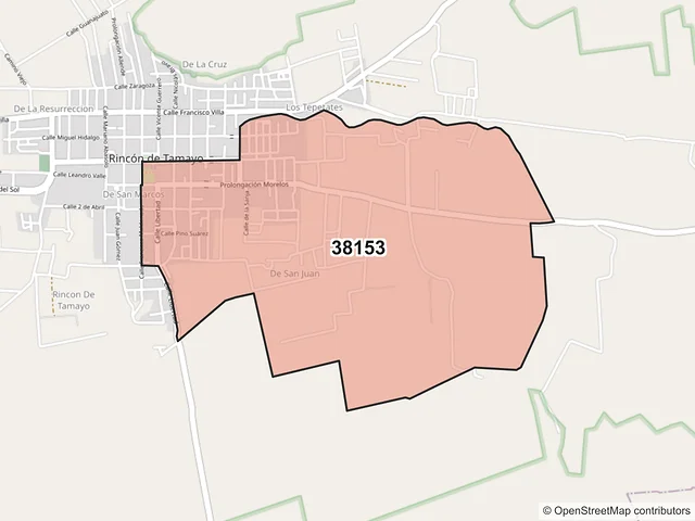 Mapa del código postal 38153, Celaya, Guanajuato