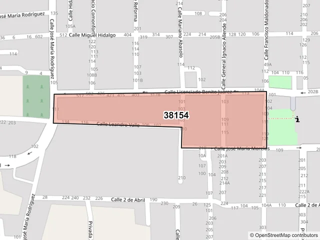 Mapa del código postal 38154, Celaya, Guanajuato