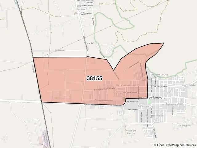 Mapa del código postal 38155, Celaya, Guanajuato