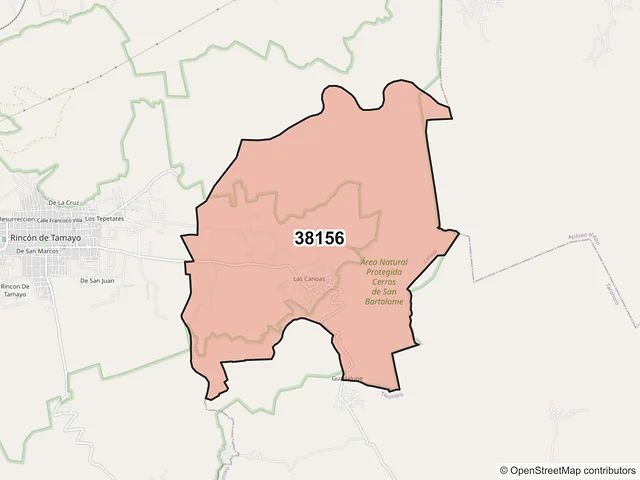 Mapa del código postal 38156, Celaya, Guanajuato