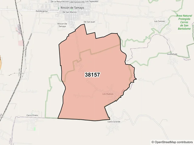 Mapa del código postal 38157, Celaya, Guanajuato
