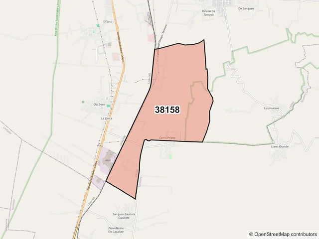 Mapa del código postal 38158, Celaya, Guanajuato