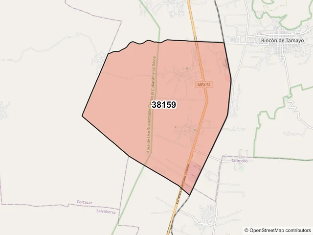 Mapa del código postal 38159, Celaya, Guanajuato