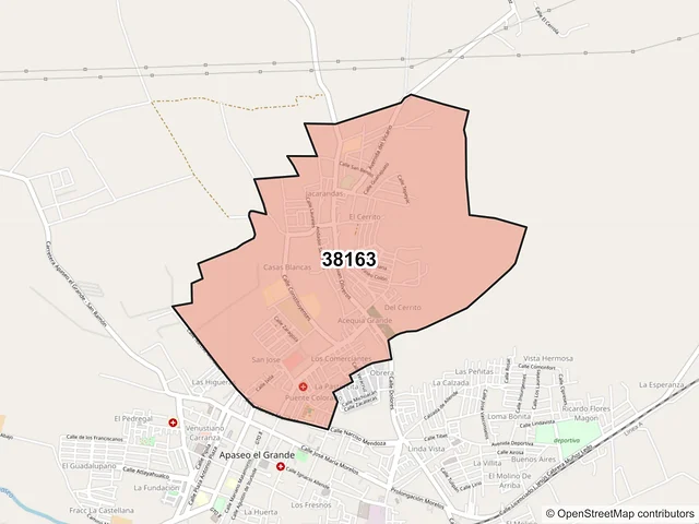 Mapa del código postal 38163, Apaseo el Grande, Guanajuato